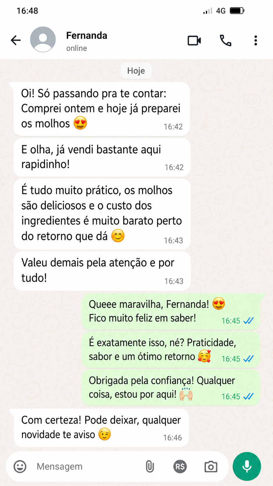 Avaliação de cliente no WhatsApp